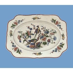 Rouen V & B.M. Saar Basin 1570 Platter Vintage Pheasants Ceramic Plate